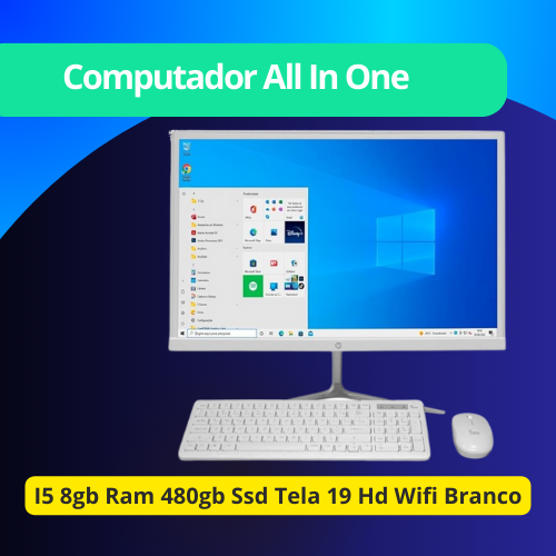 Computador All In One I5 8gb Ram 480gb Ssd Tela 19 Hd Wifi Branco